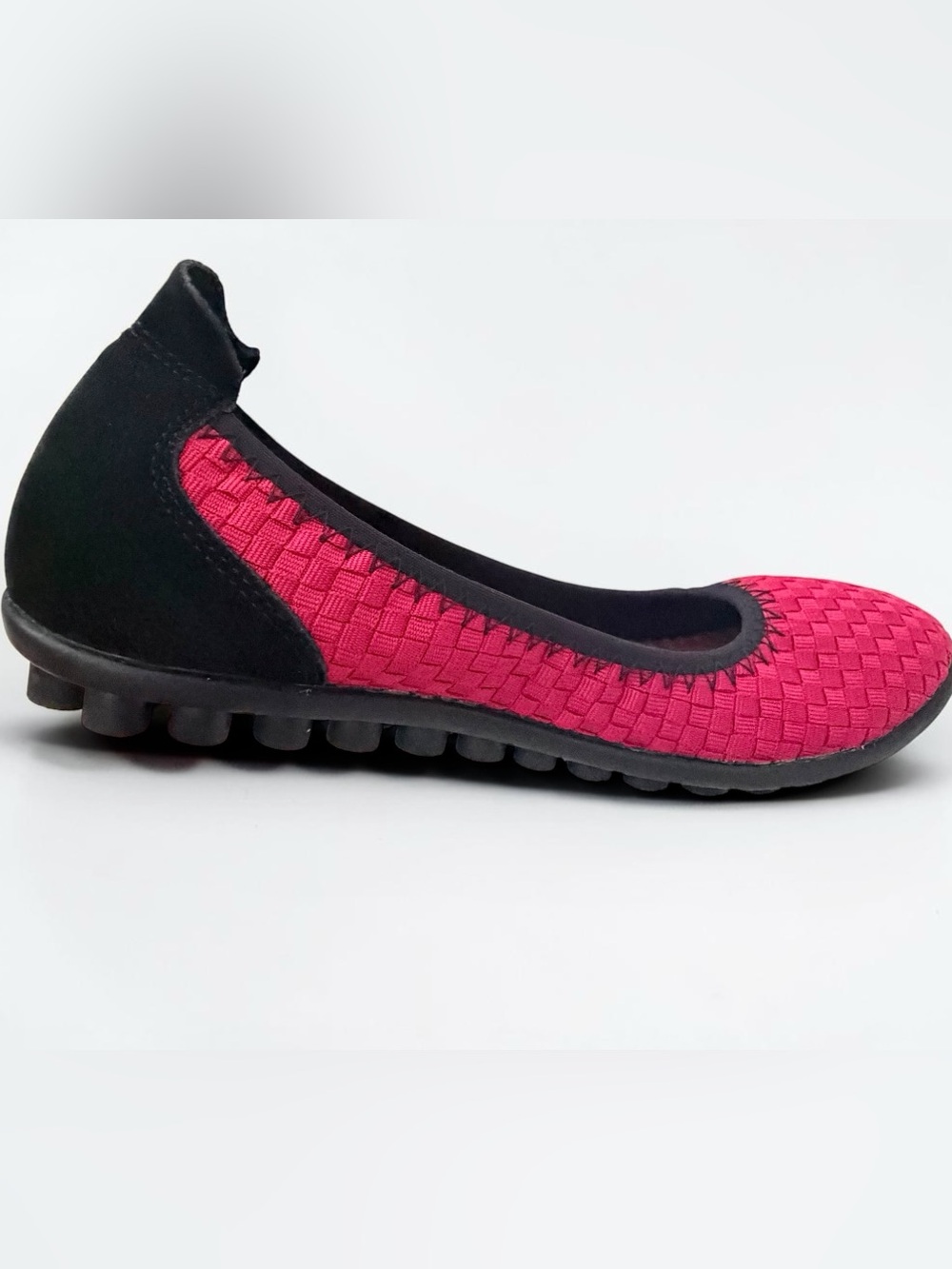 Bernie Mev Red EU39 Bella Me Woven Memory Foam Ballet Flats Black Suede Heel - Picture 7 of 11
